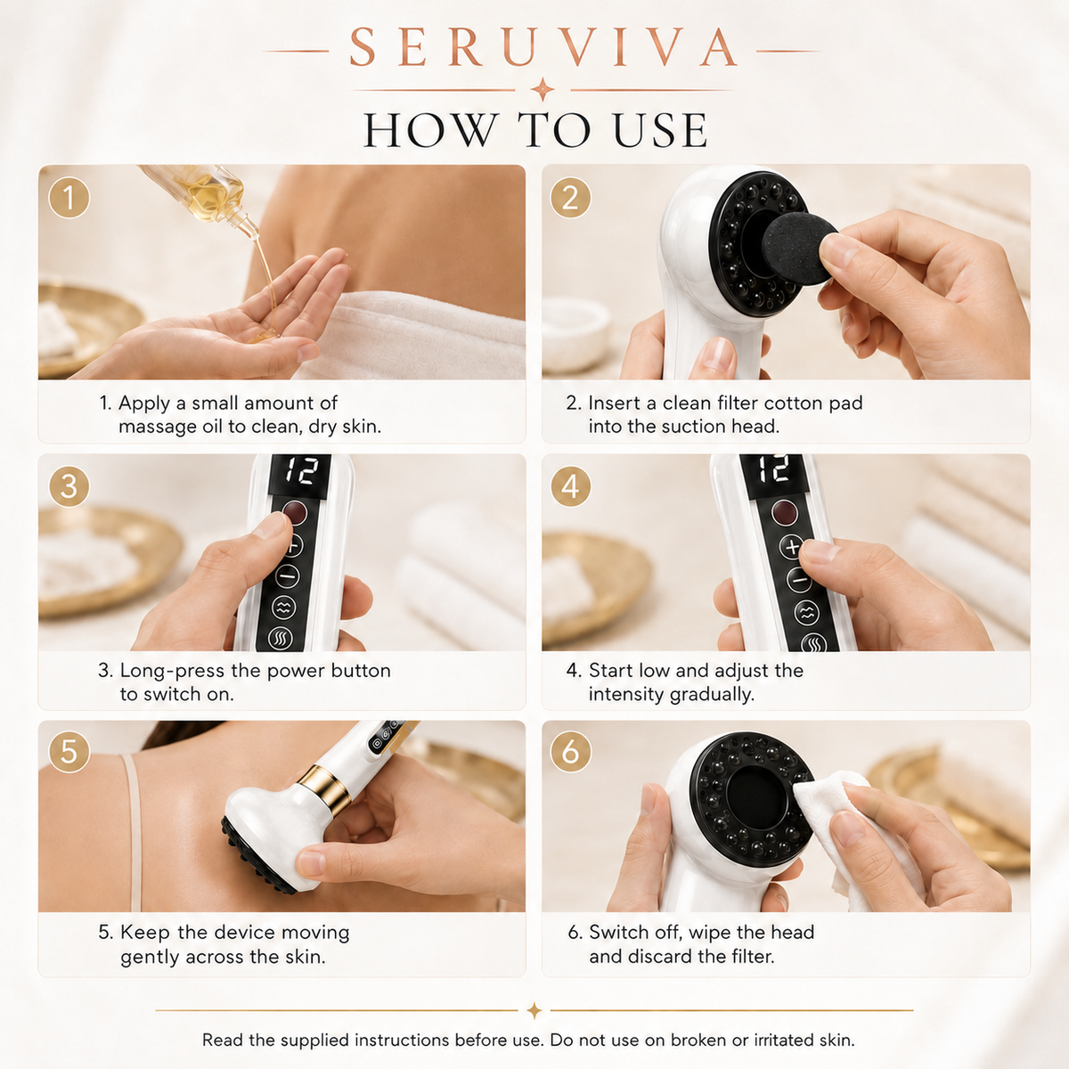 Seruvia 3-in-1 Electric Cupping, Scraping & Massage Instrument