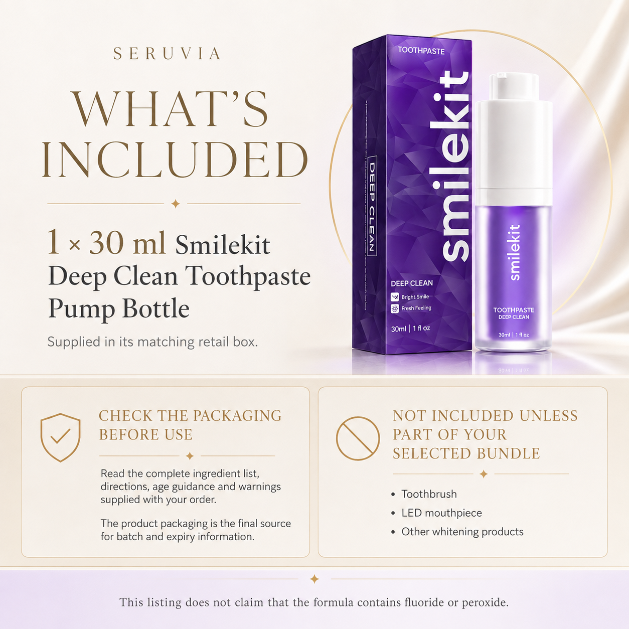Smilekit 30 ml pump bottle and retail box