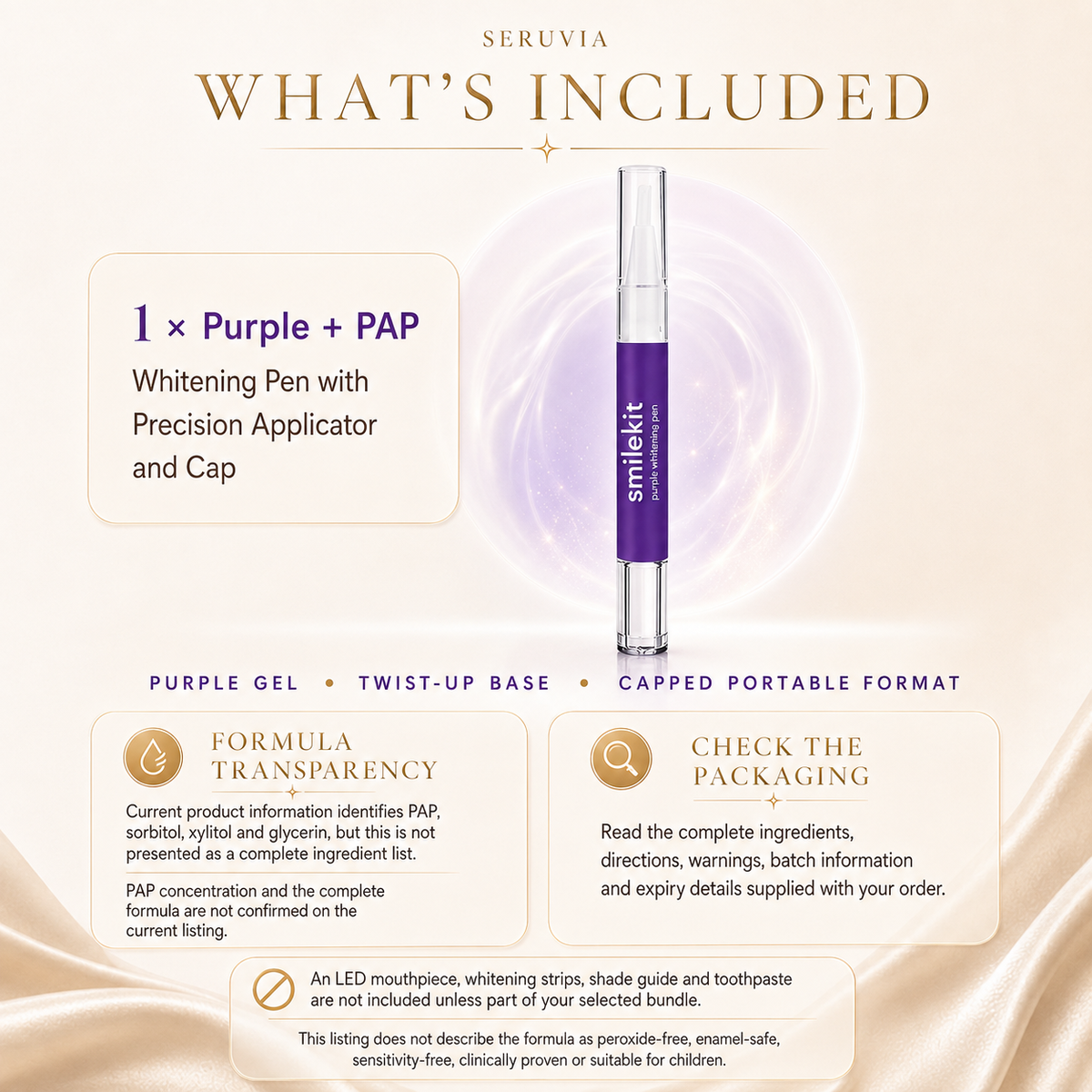 Purple and PAP Whitening Pen included product