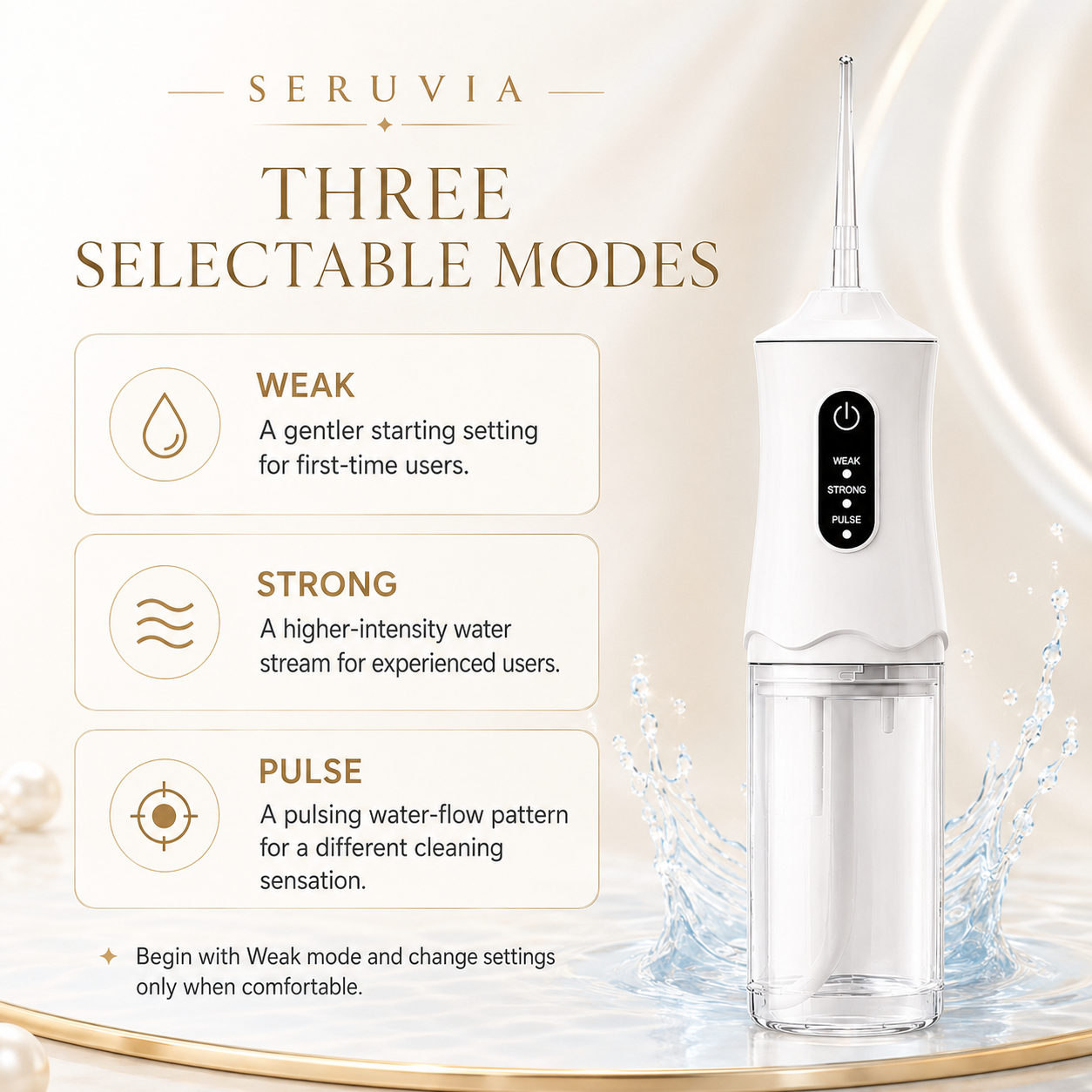 Electric Water Flosser three selectable modes