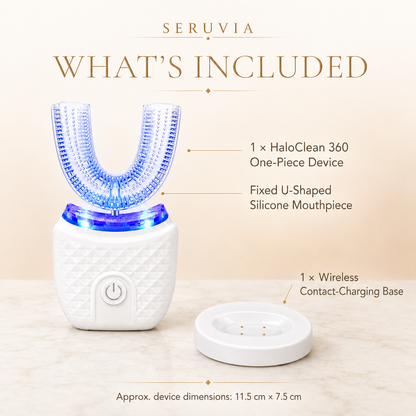 HaloClean 360 device and wireless charging base