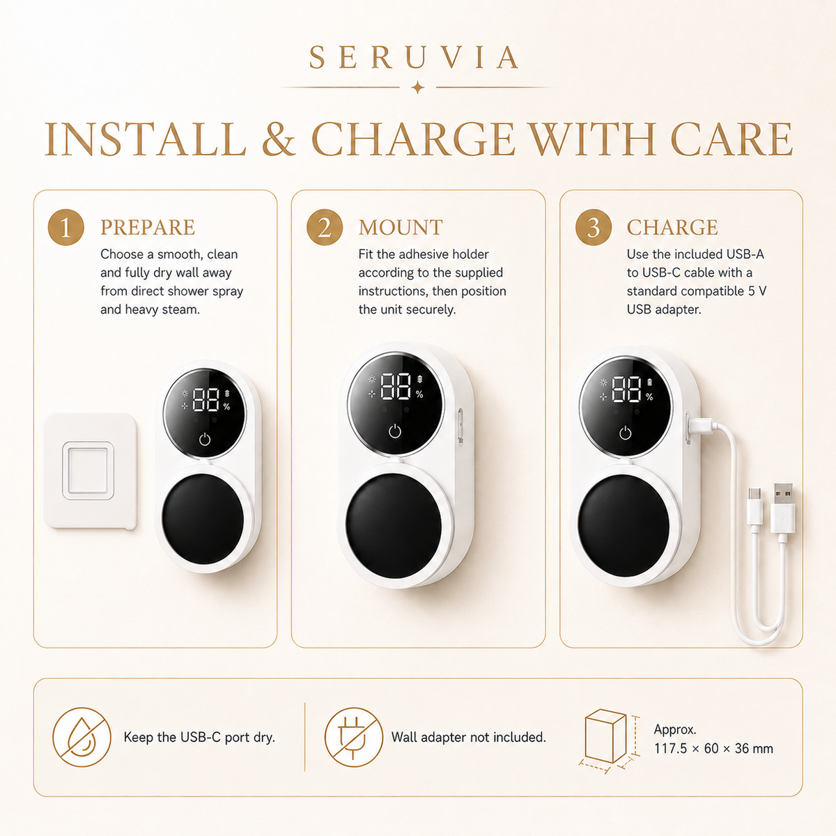 SteriGlo UV installation and USB-C charging